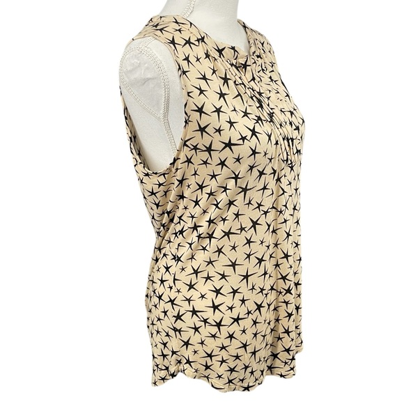 Pleione Star Patterned Sleeveless Knit Blouse Tank with Pleated Details Size M - Picture 3 of 10